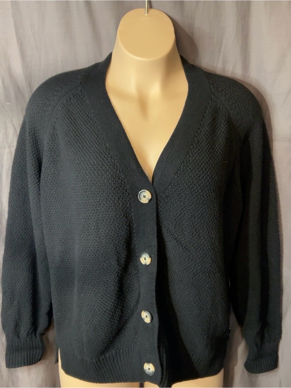 GAP Women’s XXL Black Textured Knit Button Front Cardigan Relaxed Fit